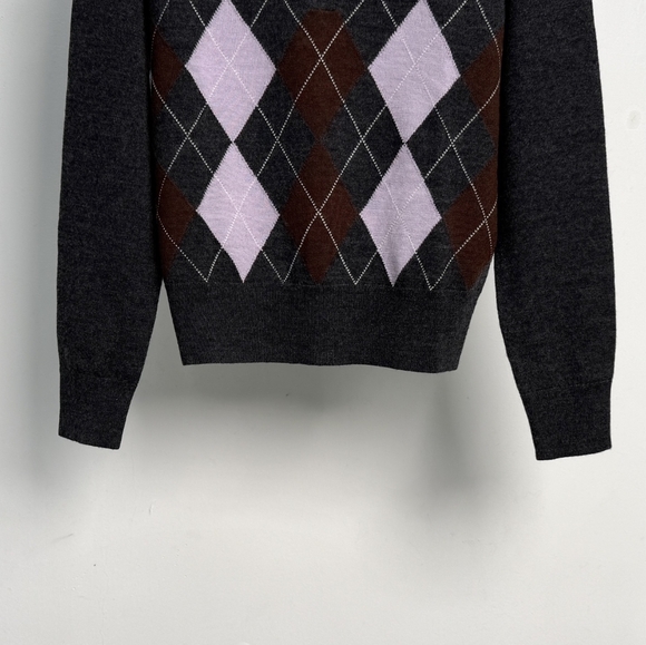 Self-Portrait Grey Argyle Lightweight Jumper - Picture 8 of 11